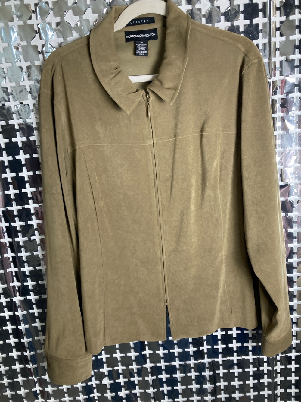 Norton McNaughton Olive-Taupe Suede Zip Jacket